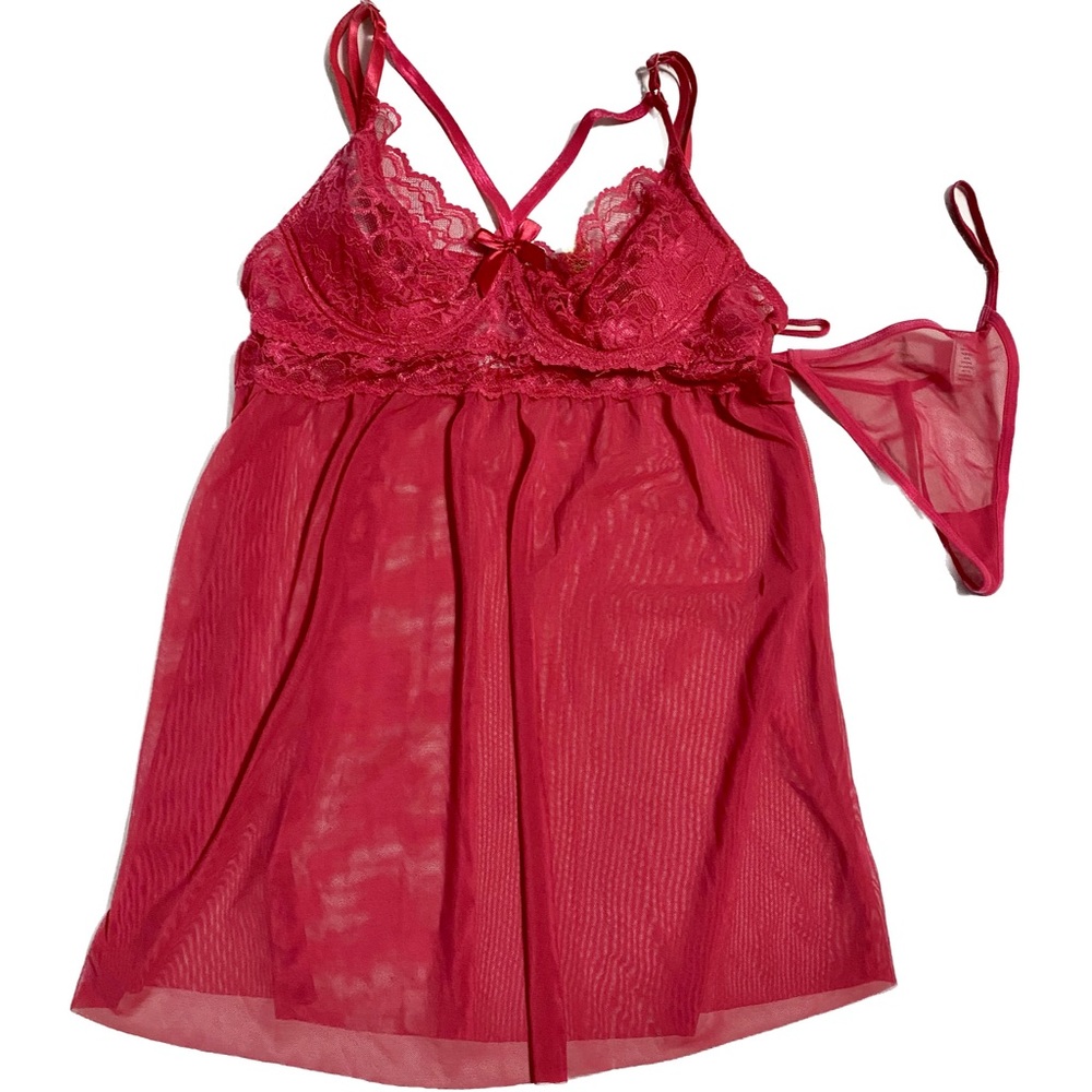 NWOT JUST SEXY LINGERIE 2-Piece Mesh Chemise & G-String Set